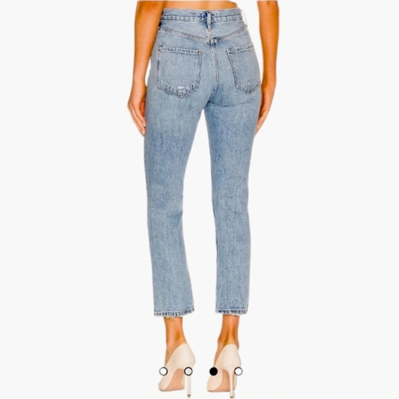 Agolde Riley High Rise Distressed Straight Leg Jeans Size 26 - Picture 2 of 10